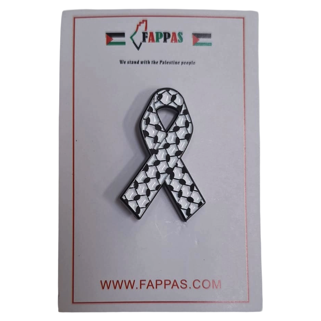 KEFFIYEH RIBBON PIN BADGE – ENAMEL