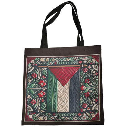 Palestine Flag Print Tote bag In Embroidery Look