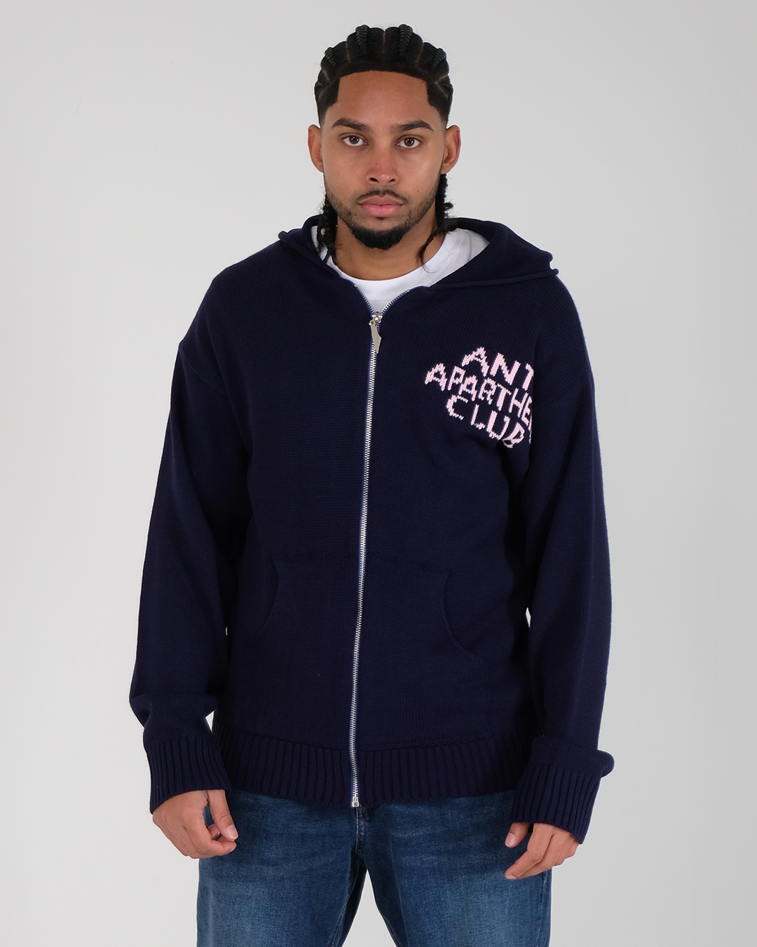 Anti Apartheid Club Pink Knitted Zipper