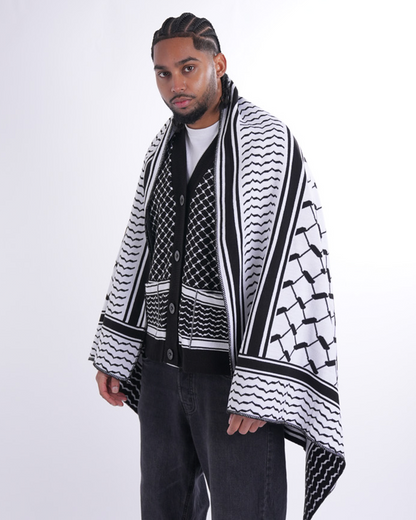 Keffiyeh Black Knitted Blanket