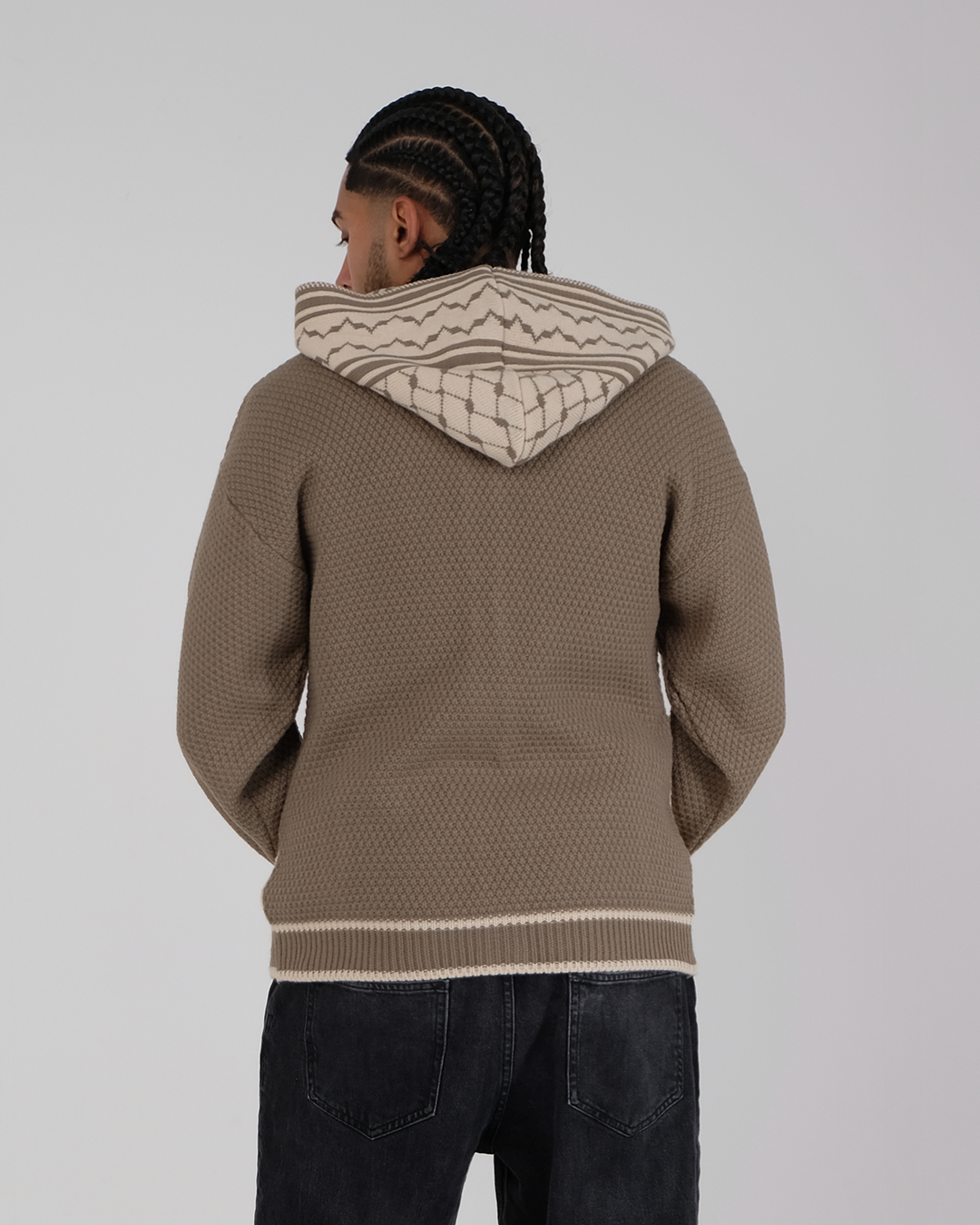 Cable Knit Zipper Khaki/Beige