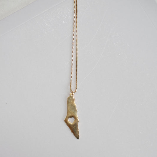 Palestine Heart Map Necklace