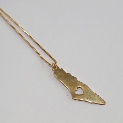 Palestine Heart Map Necklace