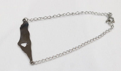 BRACELET PALESTINE OUTLINE WITH HEART