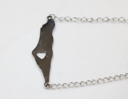BRACELET PALESTINE OUTLINE WITH HEART