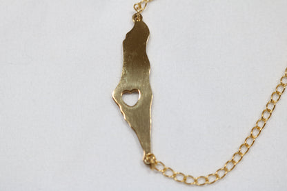 BRACELET PALESTINE OUTLINE WITH HEART