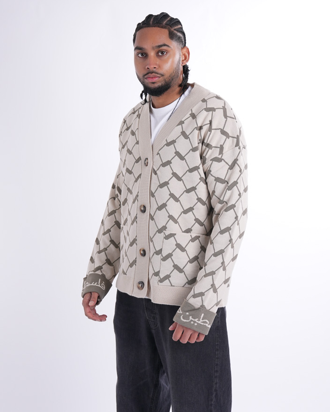 Keffiyeh Cardigan Beige