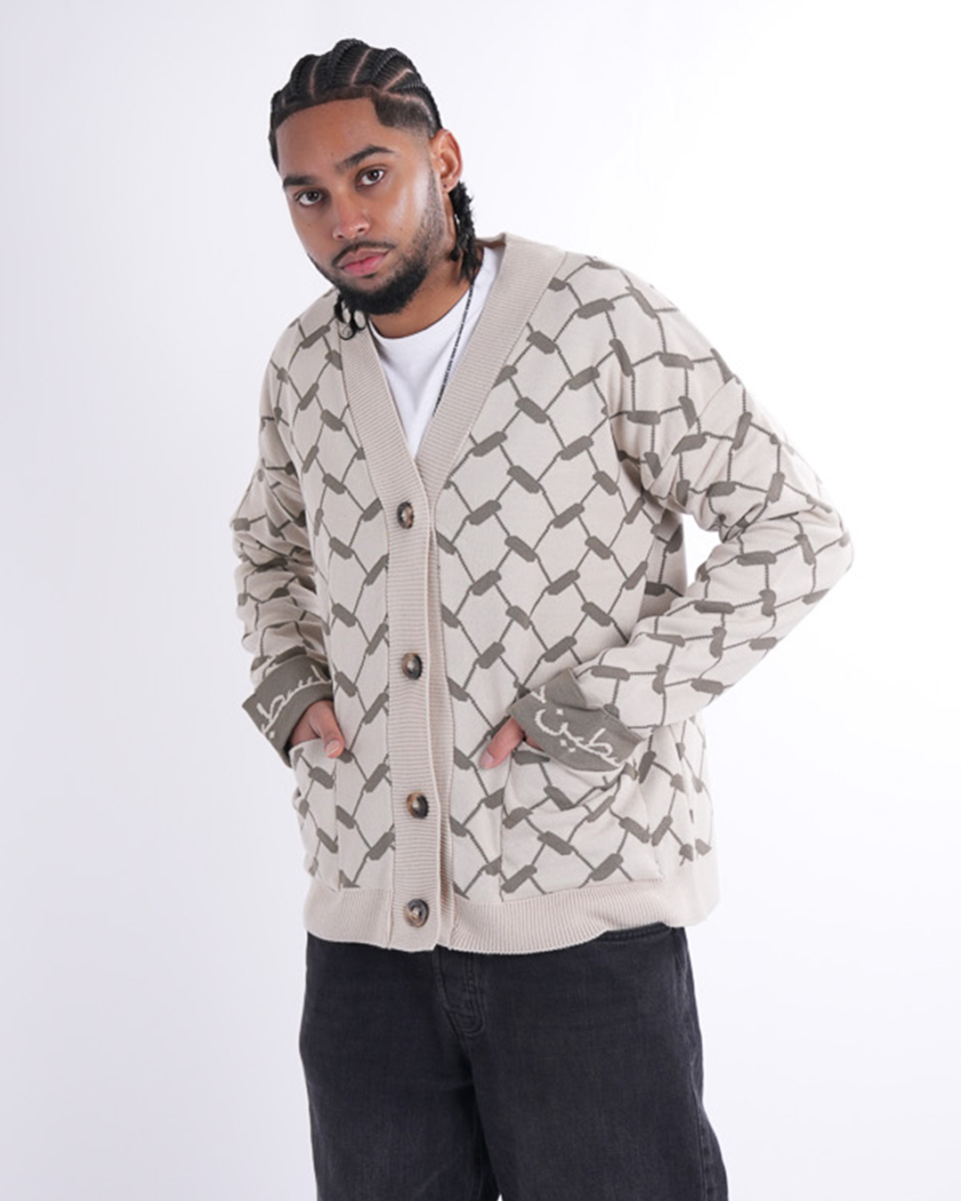Keffiyeh Cardigan Beige