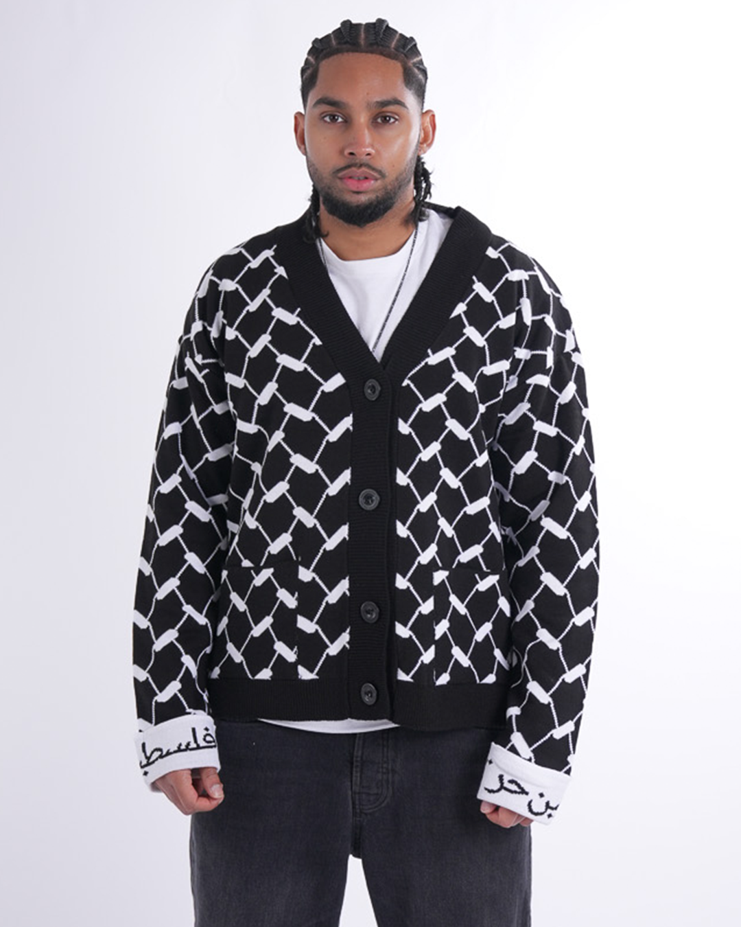 Keffiyeh Cardigan Black