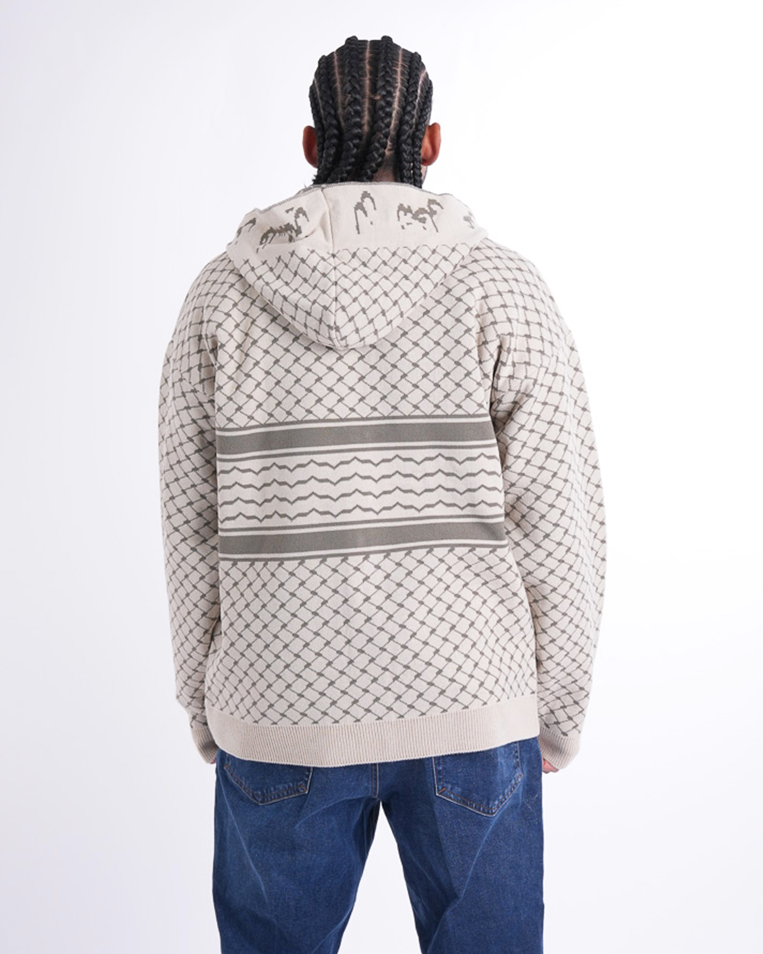 Keffiyeh Beige Knitted Zipper