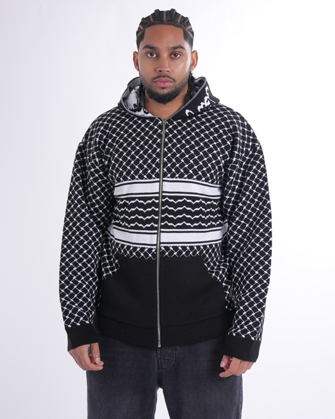 Keffiyeh Black Knitted Zipper