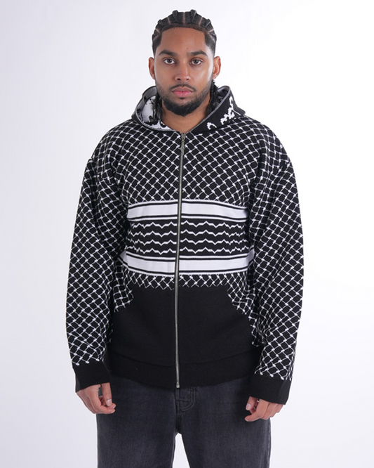Keffiyeh Black Knitted Zipper