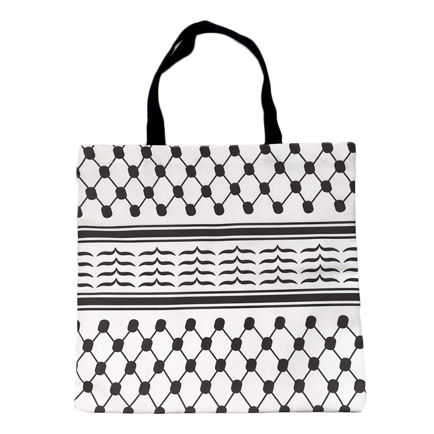 “KEFFIYEH PRINT LOVE HEART PALESTINE FLAG” TOTE BAG