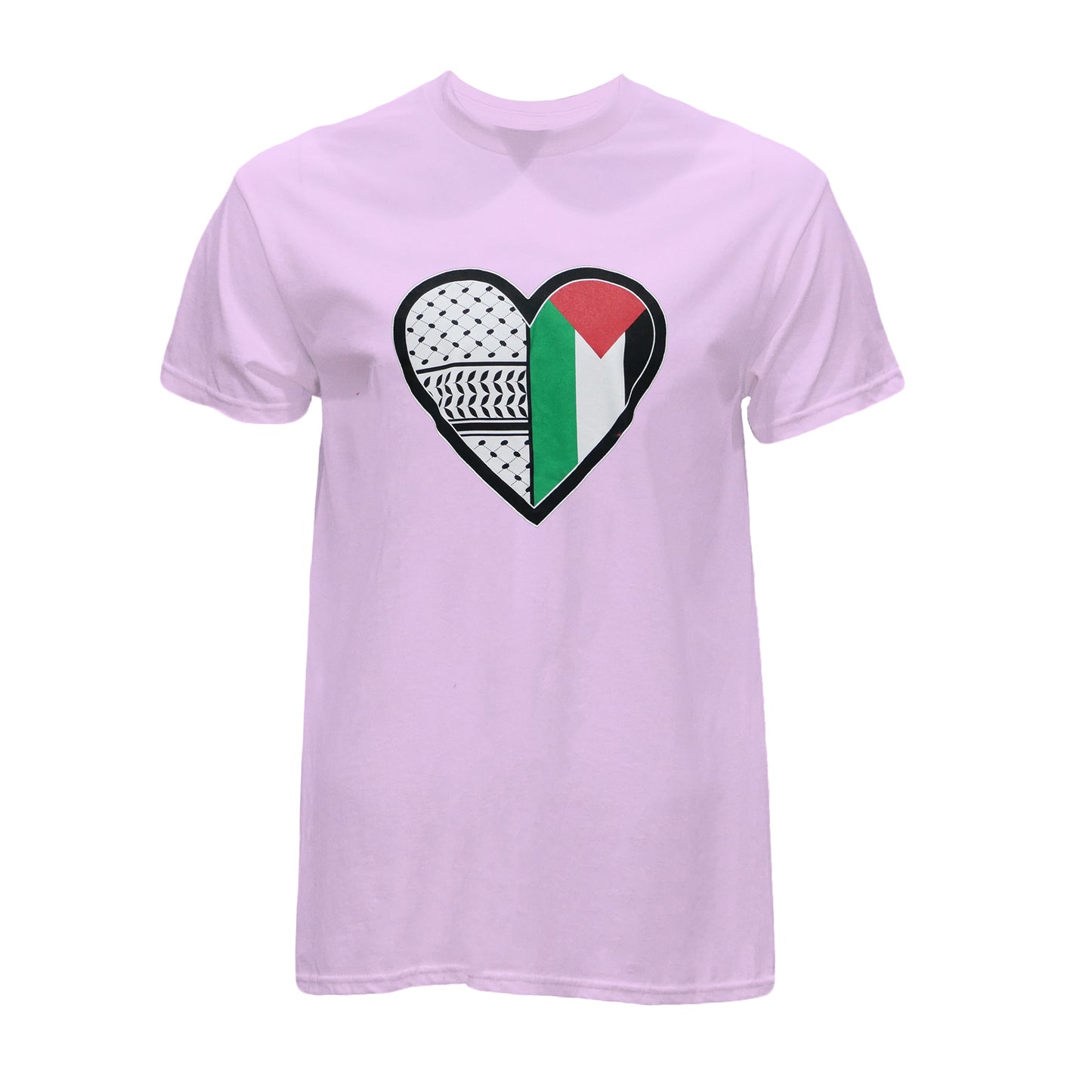 WHITE “LOVE PALESTINE KEFFIYEH PRINT” T-SHIRT