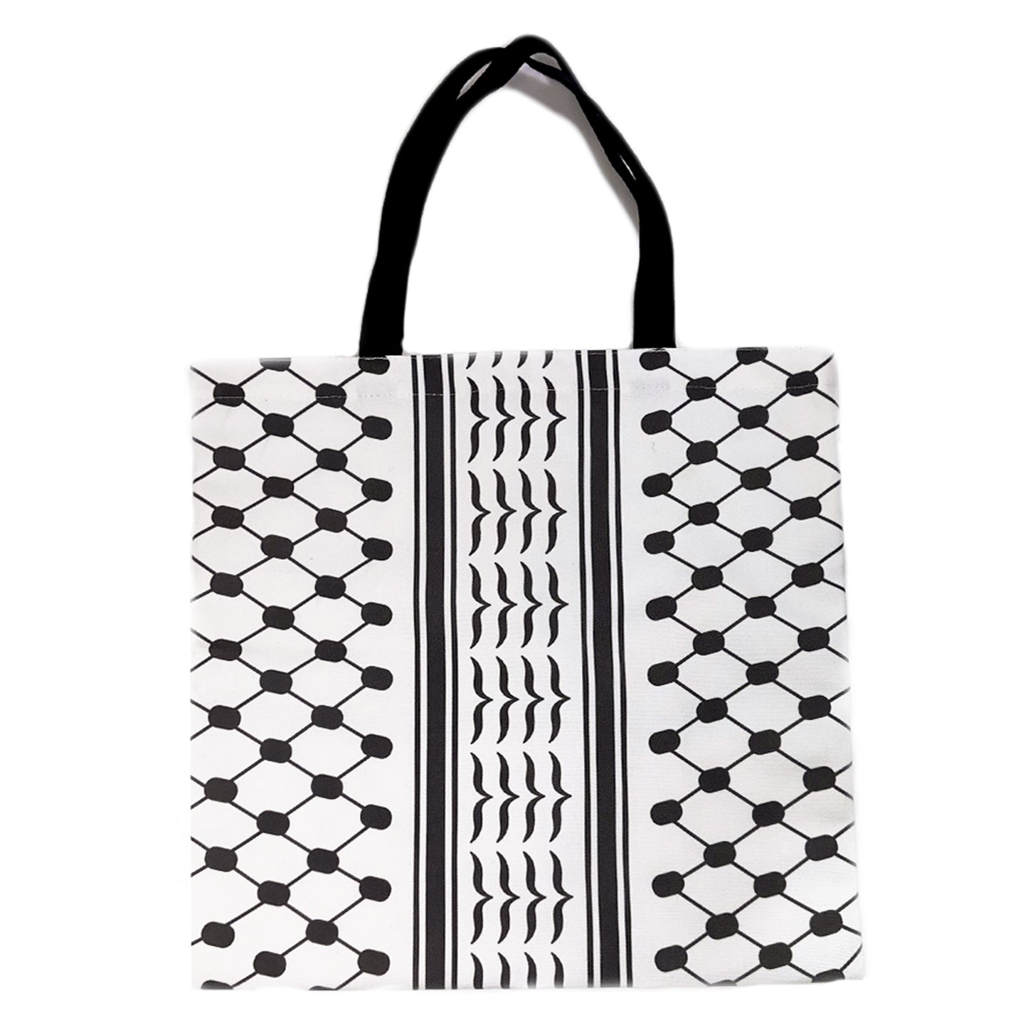 “KEFFIYEH PRINT PALESTINE FLAG” TOTE BAG