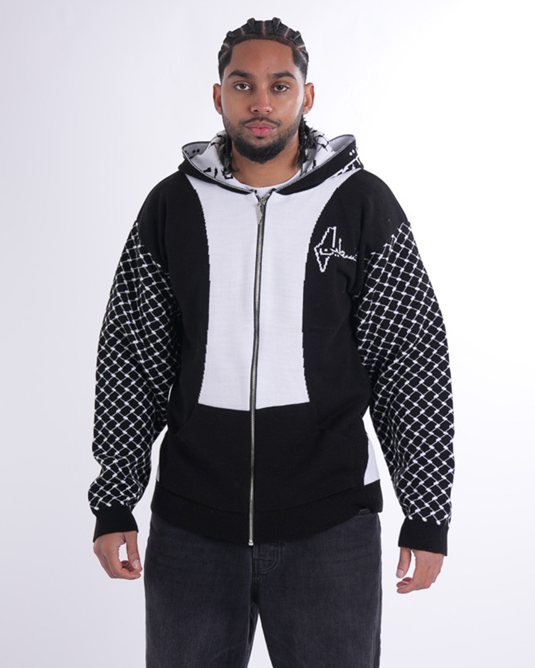 Palestine Black Knitted Zipper