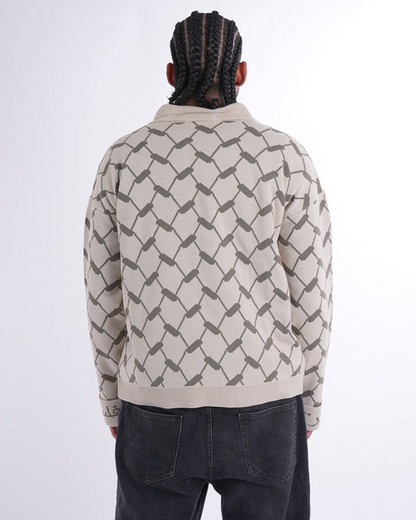 Keffiyeh Knitted Quater Zipper