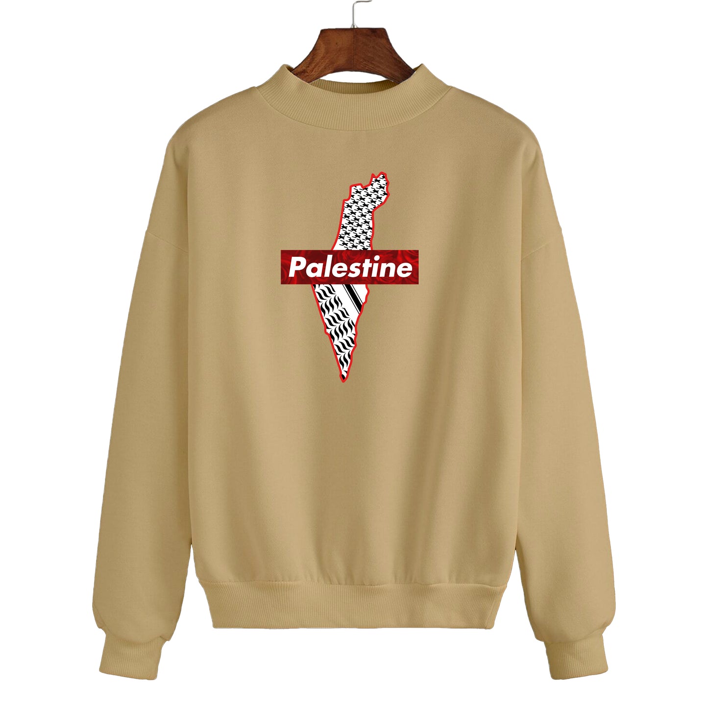 SUPREME INSPIRED PALESTINE MAP IN KEFFIYEH PRINT SWEATSHIRT