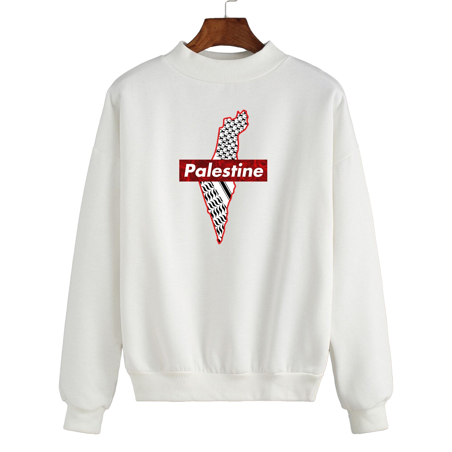 SUPREME INSPIRED PALESTINE MAP IN KEFFIYEH PRINT SWEATSHIRT