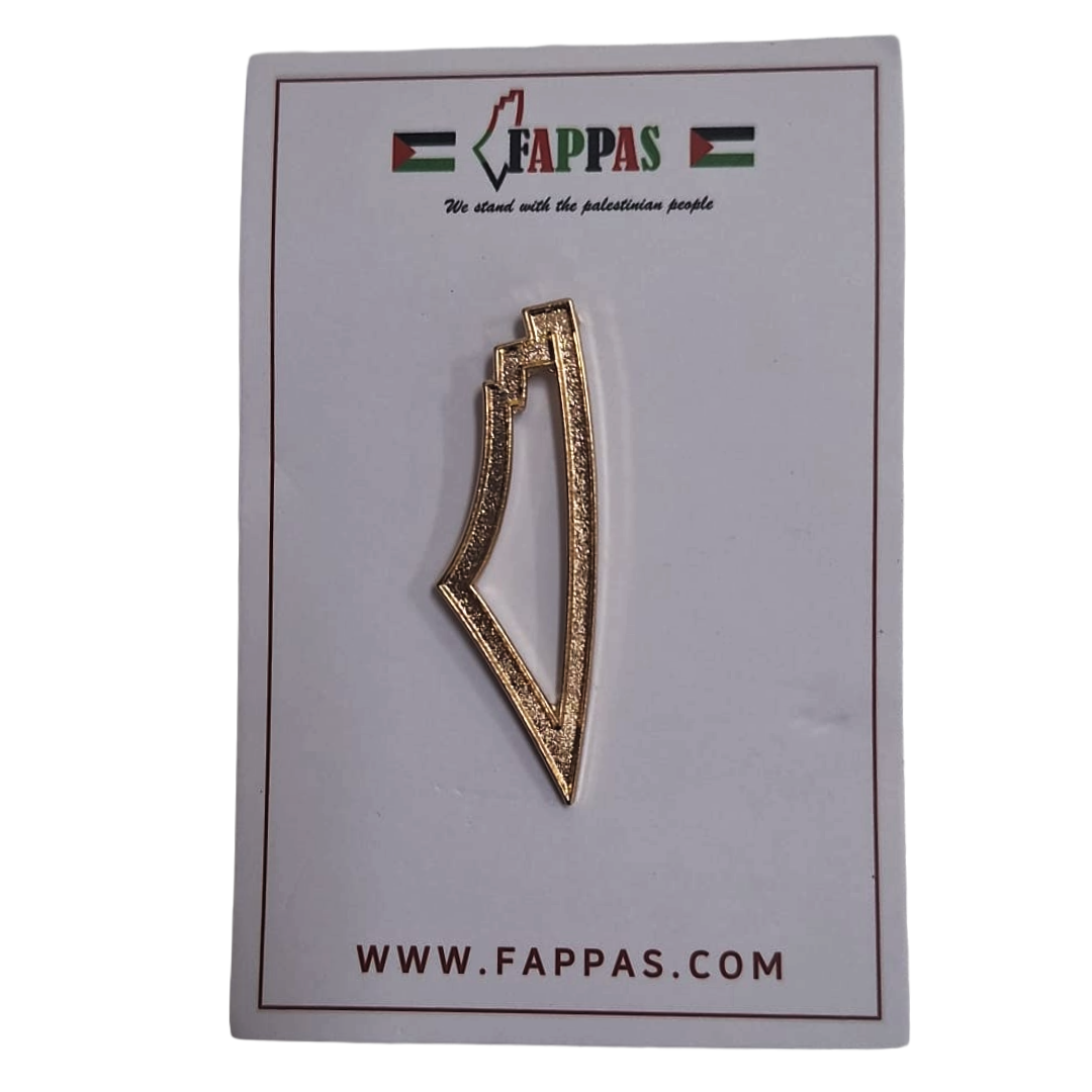 PALESTINE GOLD OUTLINE MAP PIN BADGE – ENAMEL