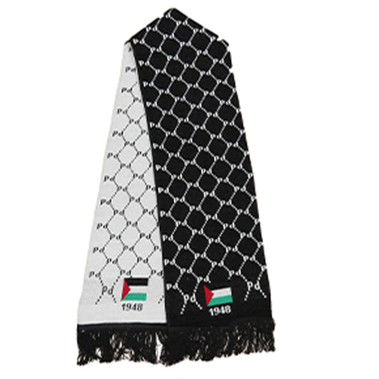 BLACK AND WHITE “FREE PALESTINE” SCARF