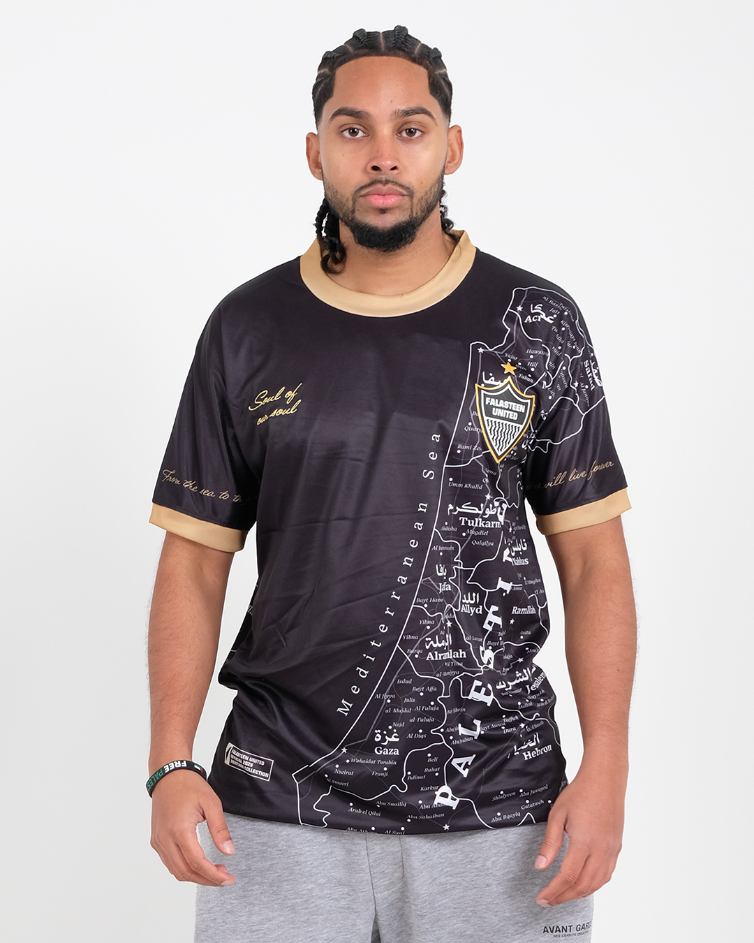 Original Palestine Map Black Football Jersey - Unisex