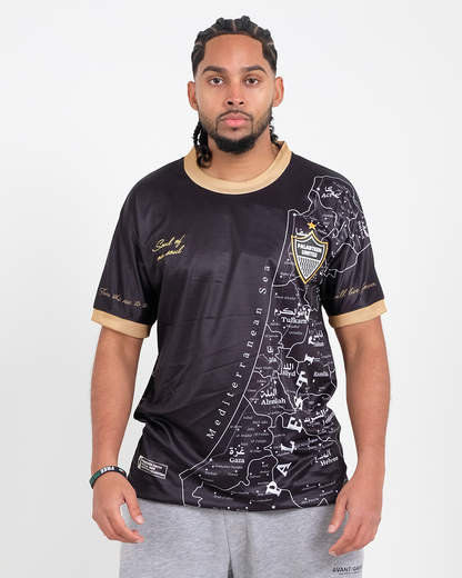 Original Palestine Map Black Football Jersey - Unisex