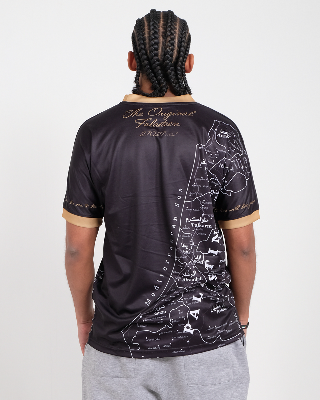 Original Palestine Map Black Football Jersey - Unisex