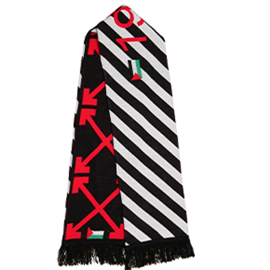 “RED CROSS PATTERN AND BLACK /WHITE STRIPES 1948 PALESTINE SCARF “