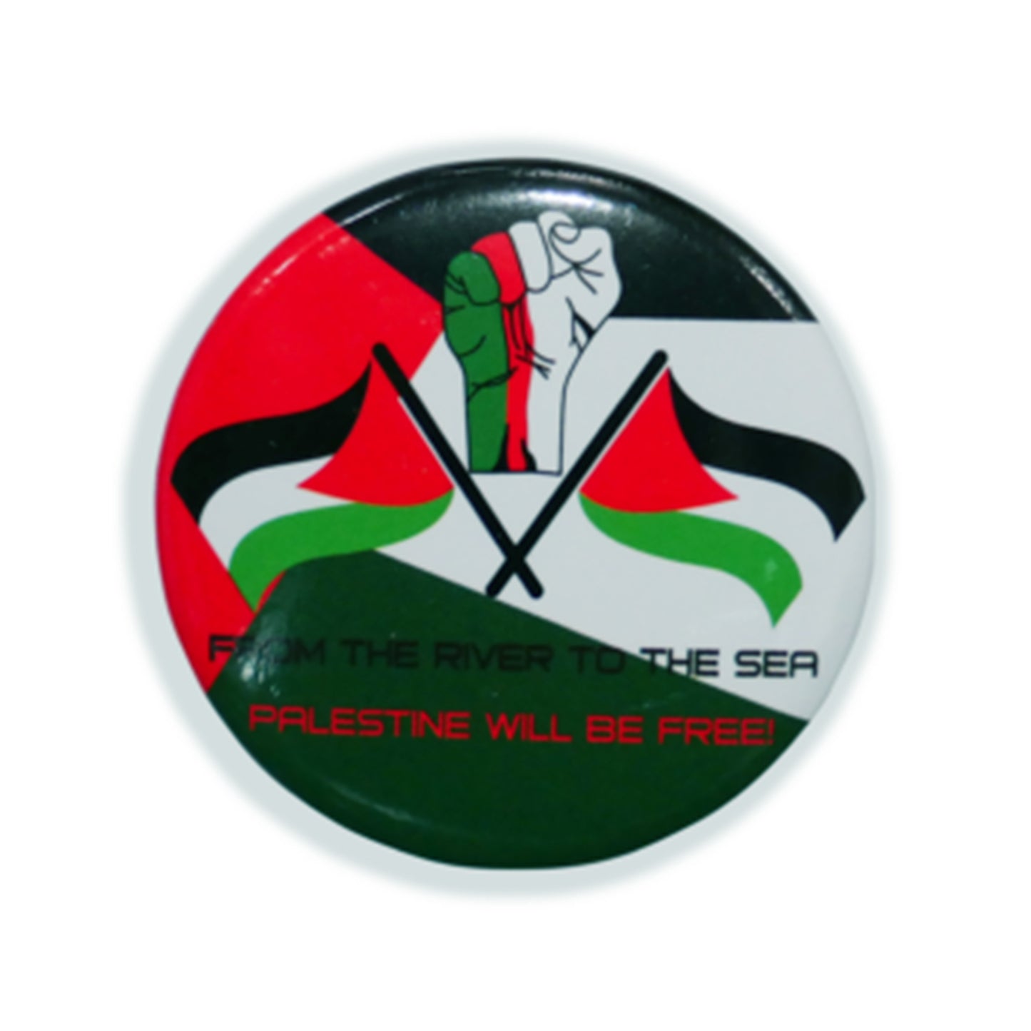 “FROM THE RIVER TO THE SEA” PALESTINE FLAG AND FIST BADGE