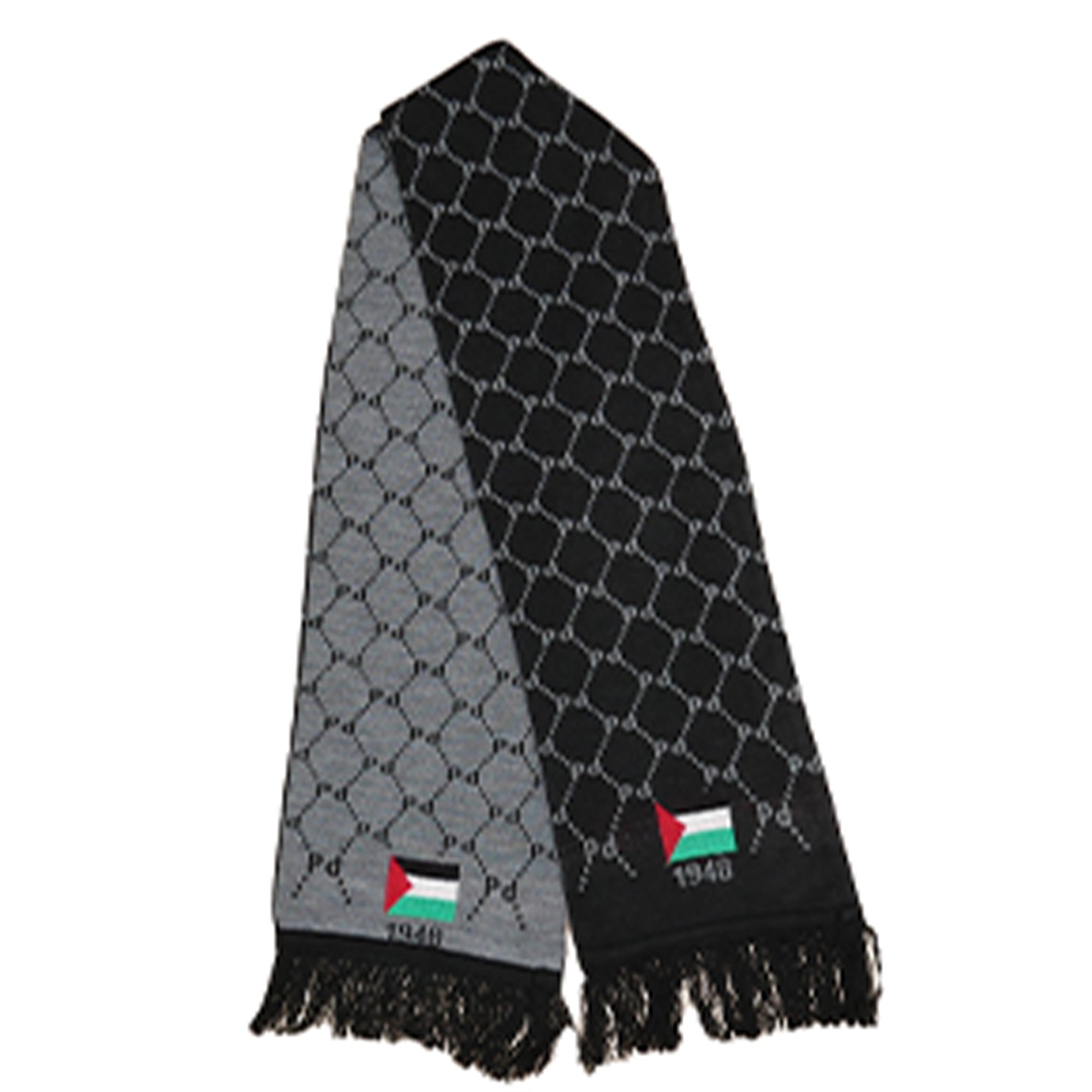 BLACK AND GREY “FREE PALESTINE” SCARF