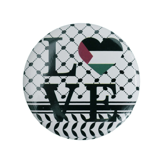 “KEFFIYEH LOVE PALESTINE” BADGE