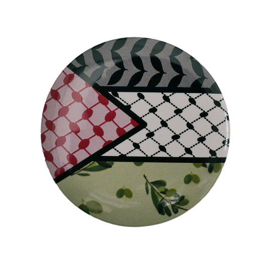 “PALESTINE FLAG IN KEFFIYEH PRINT” BADGE