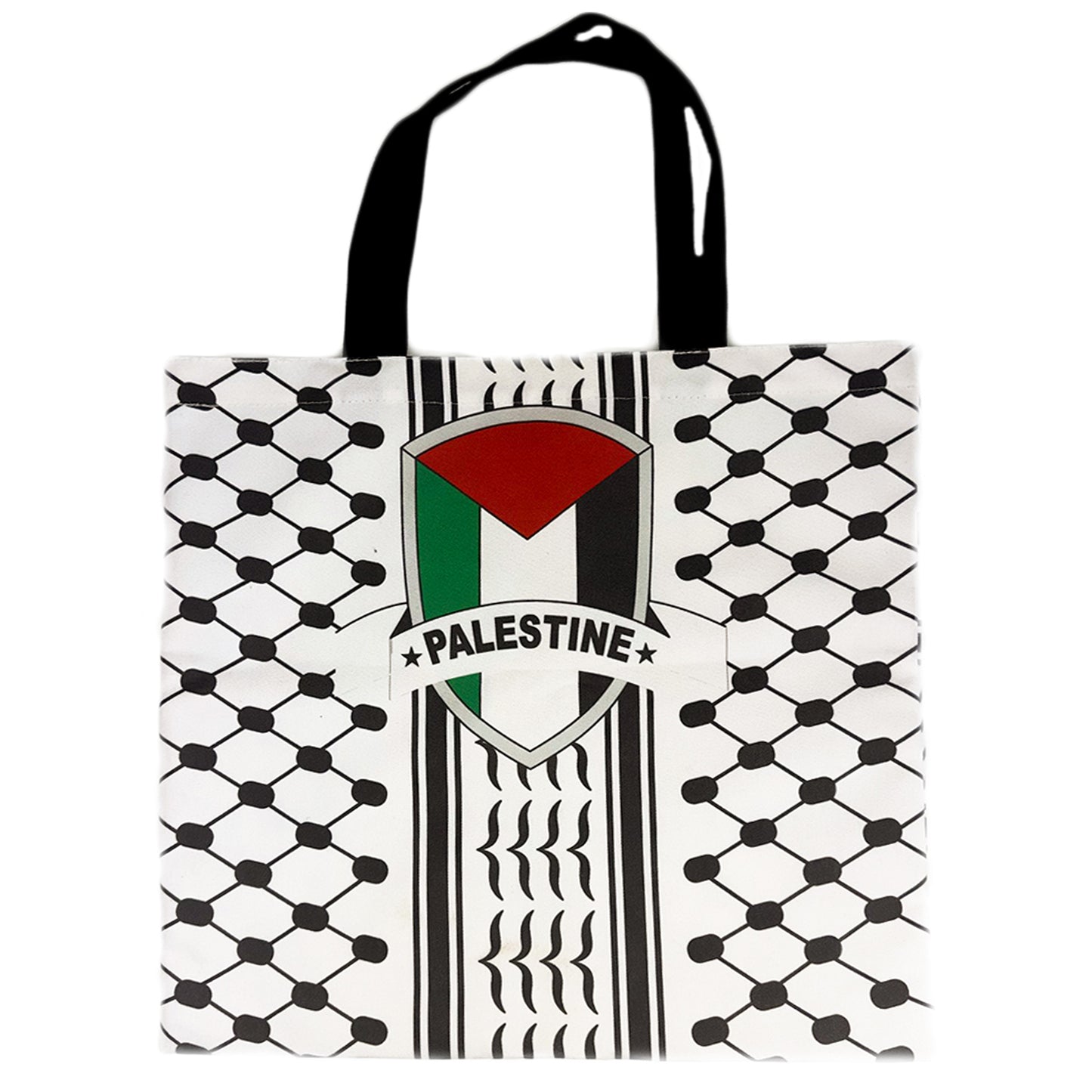 “KEFFIYEH PRINT PALESTINE FLAG” TOTE BAG