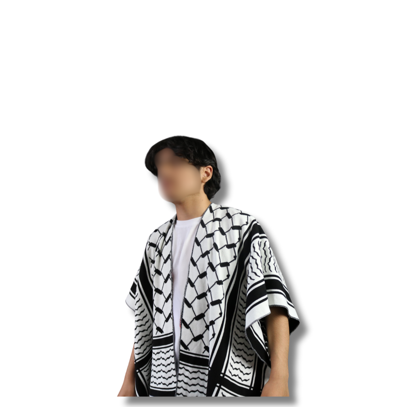 Reversable Kitted keffiyeh kimono