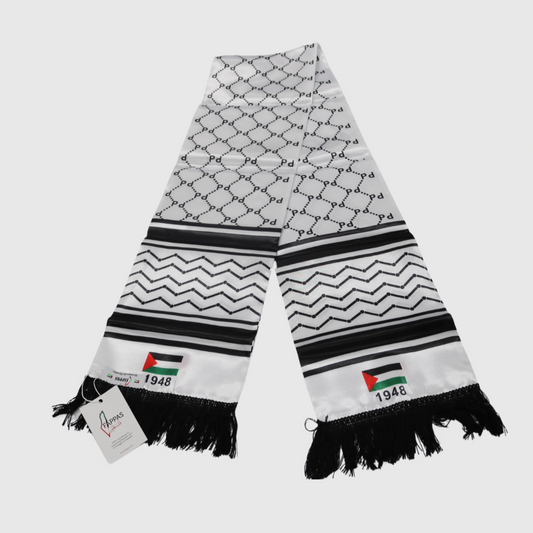 WHITE “FREE PALESTINE” FOOTBALL SCARF