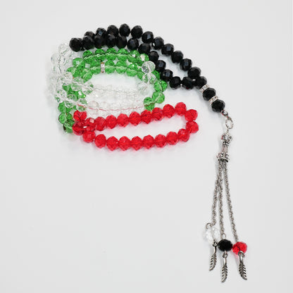99-Bead Crystal Palestine Tasbih, Prayer Beads