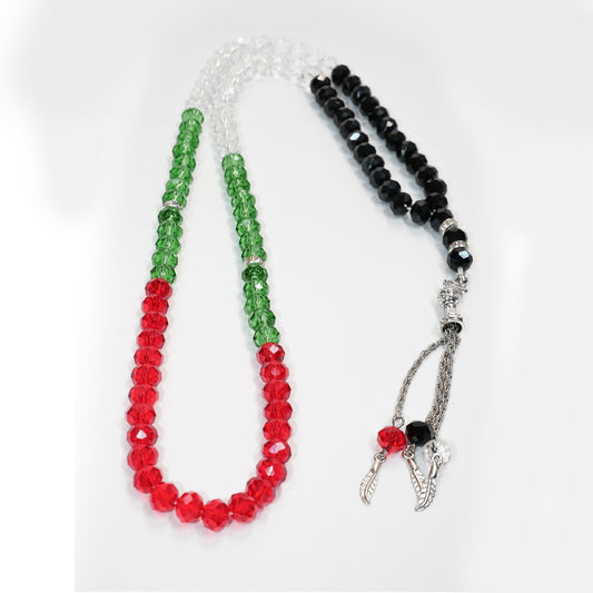 99-Bead Crystal Palestine Tasbih, Prayer Beads