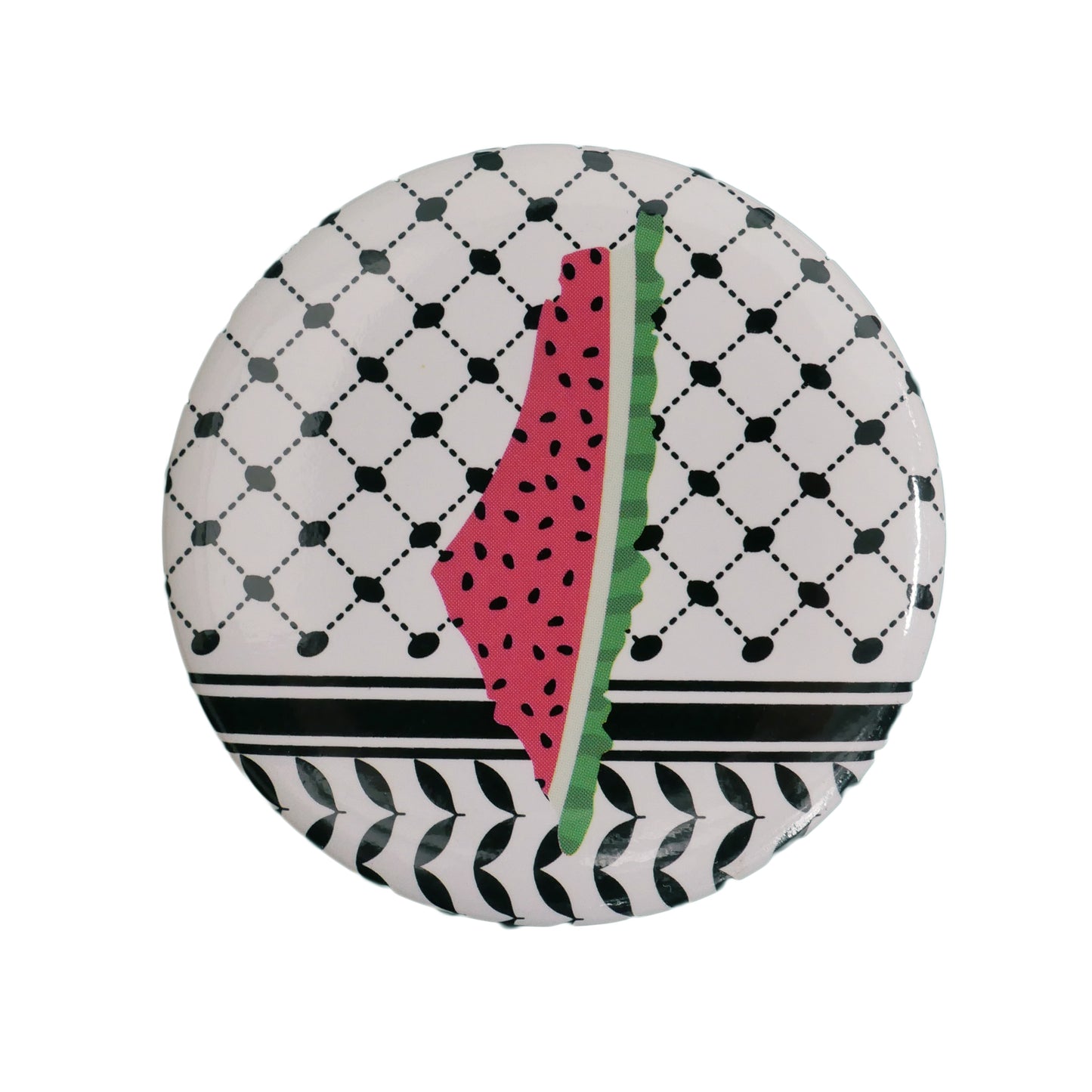 “KEFFIYEH PALESTINE WATERMELON MAP” BADGE