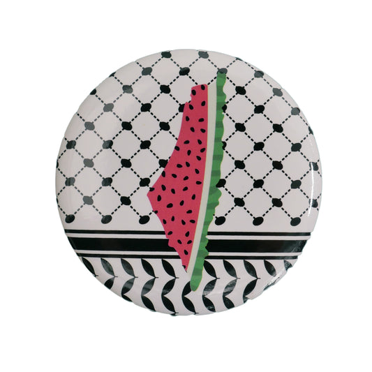 “KEFFIYEH PALESTINE WATERMELON MAP” BADGE