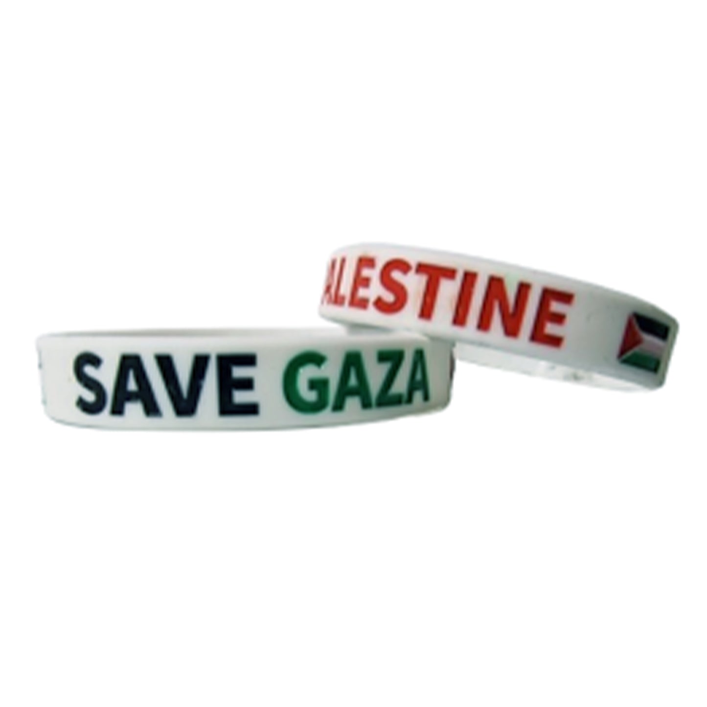 WHITE “SAVE GAZA, SAVE PALESTINE” WRISTBAND